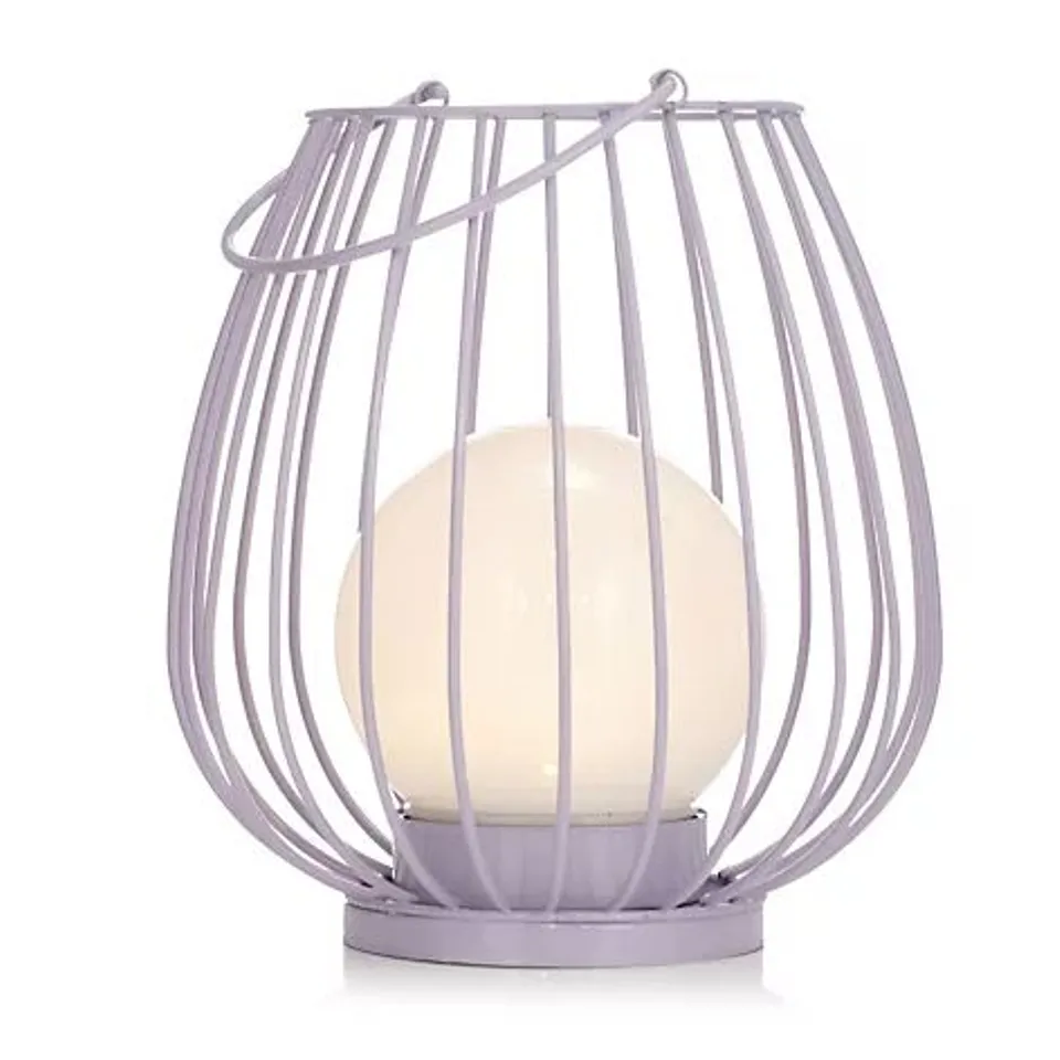 GARDEN STORIES SORBET COLLECTION 20CM SOLAR METAL LANTERN WITH GLOBE LIGHT IN PURPLE