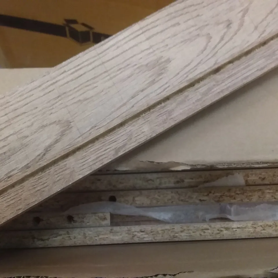 BOX OF WOODGRAIN CABINET PARTS 