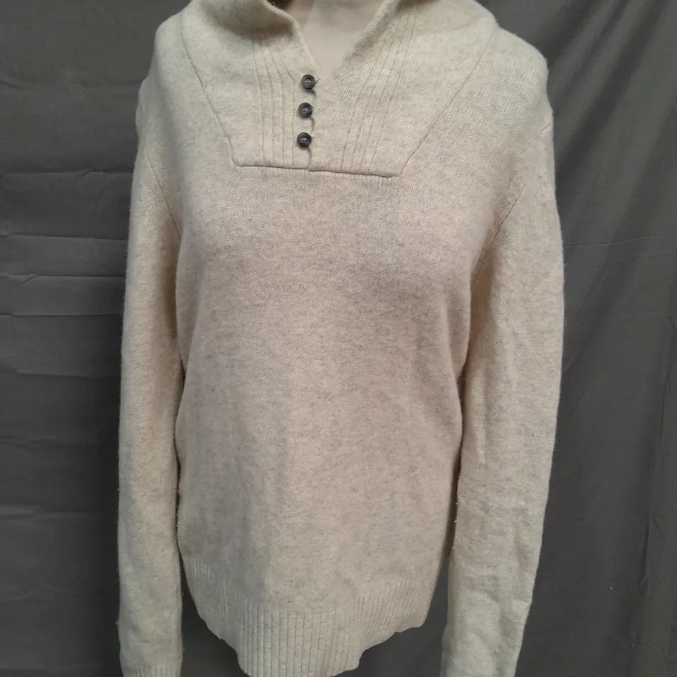 REISS HIGH COLLAR BUTTON DETAIL JUMPER - L