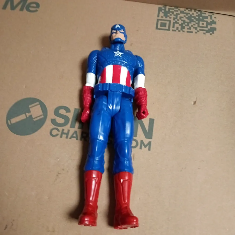BOX OF APPROXIMATELY 15 ASSORTED TOYS INCLUDING FLYNOVA  PRO , CAPTAIN AMERICA FIGURE AND MAM BABY BOTTLE SET 