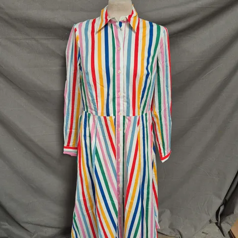 BODEN AMY MIDI SHIRT DRESS - MULTI STRIPED - SIZE 12 R