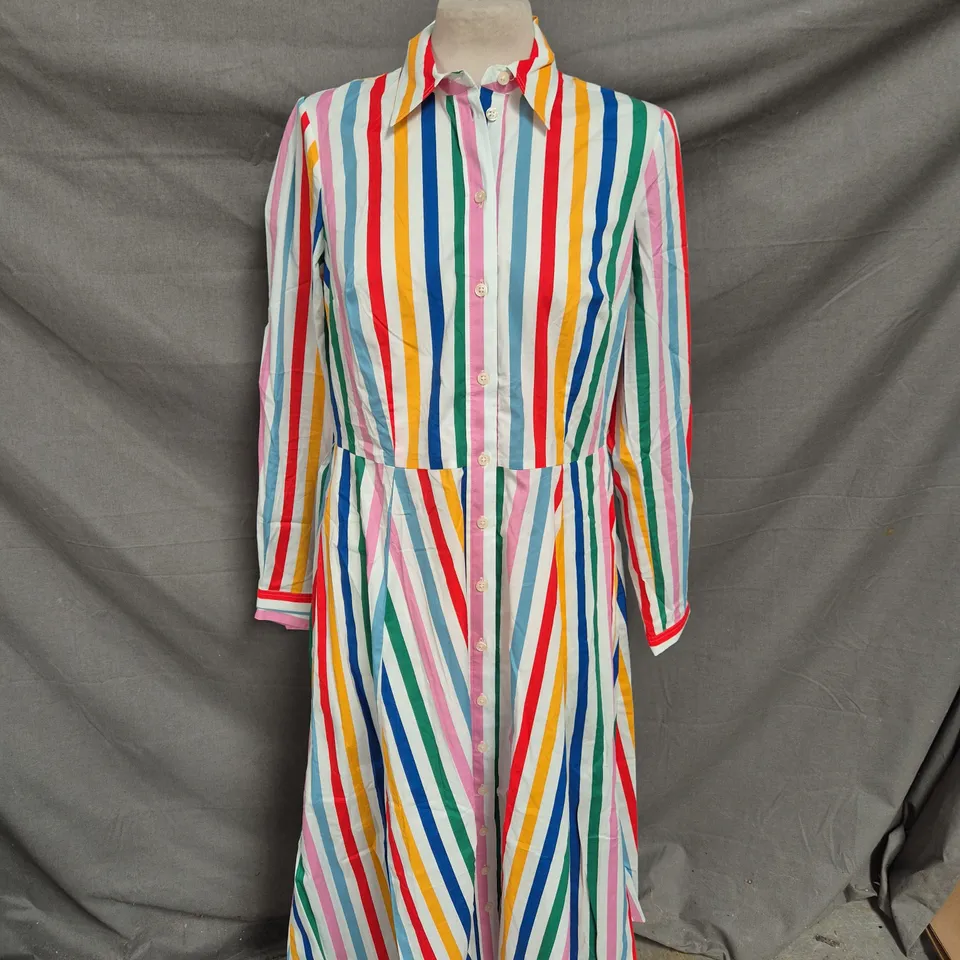 BODEN AMY MIDI SHIRT DRESS - MULTI STRIPED - SIZE 12 R