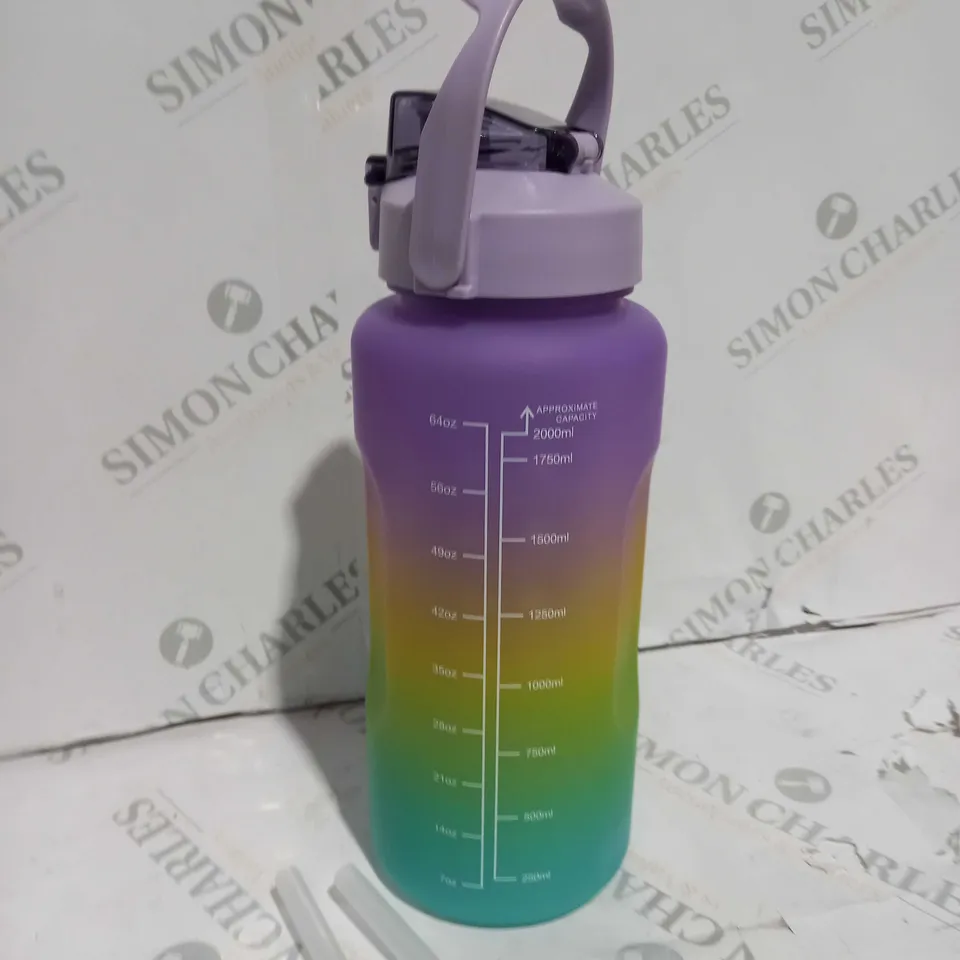 COLOURED 64OZ PLASTIC BOTTLE WITH REMINDERS AND MARKINGS 