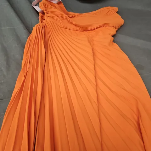 AX PARIS WOMEN'S BURNT ORANGE DRESS – PLEATED DRAPED STYLE, SIZE 14