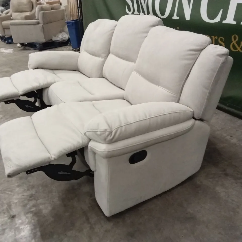 ALBION CHENILLE 3 SEATER HIGH BACK MANUAL RECLINER SOFA - GREY RRP £679