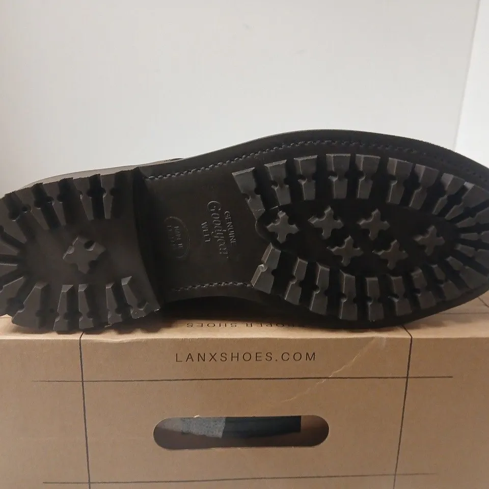 BOXED PAIR OF LANX BROWN LEATHER BOOTS - 10.5