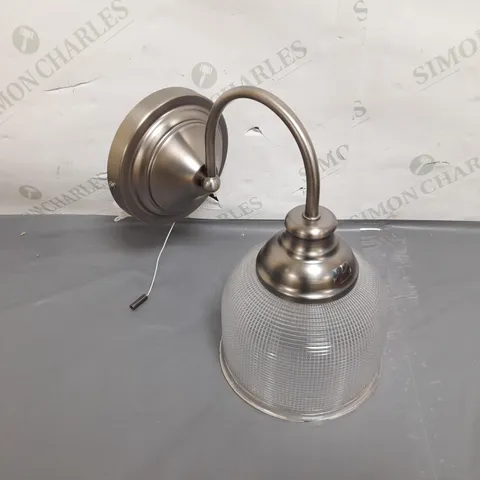 BOXED DAR LIGHTING TACK WALL LIGHT ANTIQUE CHROME & TEXTURED GLASS