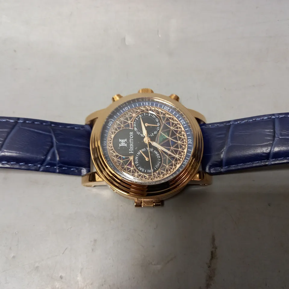 BOXED HERITOR LEATHER STRAP WATCH