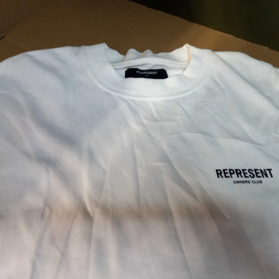 REPRESENT OFF WHITE/SLOGAN OVERSIZED T-SHIRT - SMALL