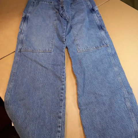 ZARA BLUE DENIM HIGH RISE CARGO STYLE JEANS - 