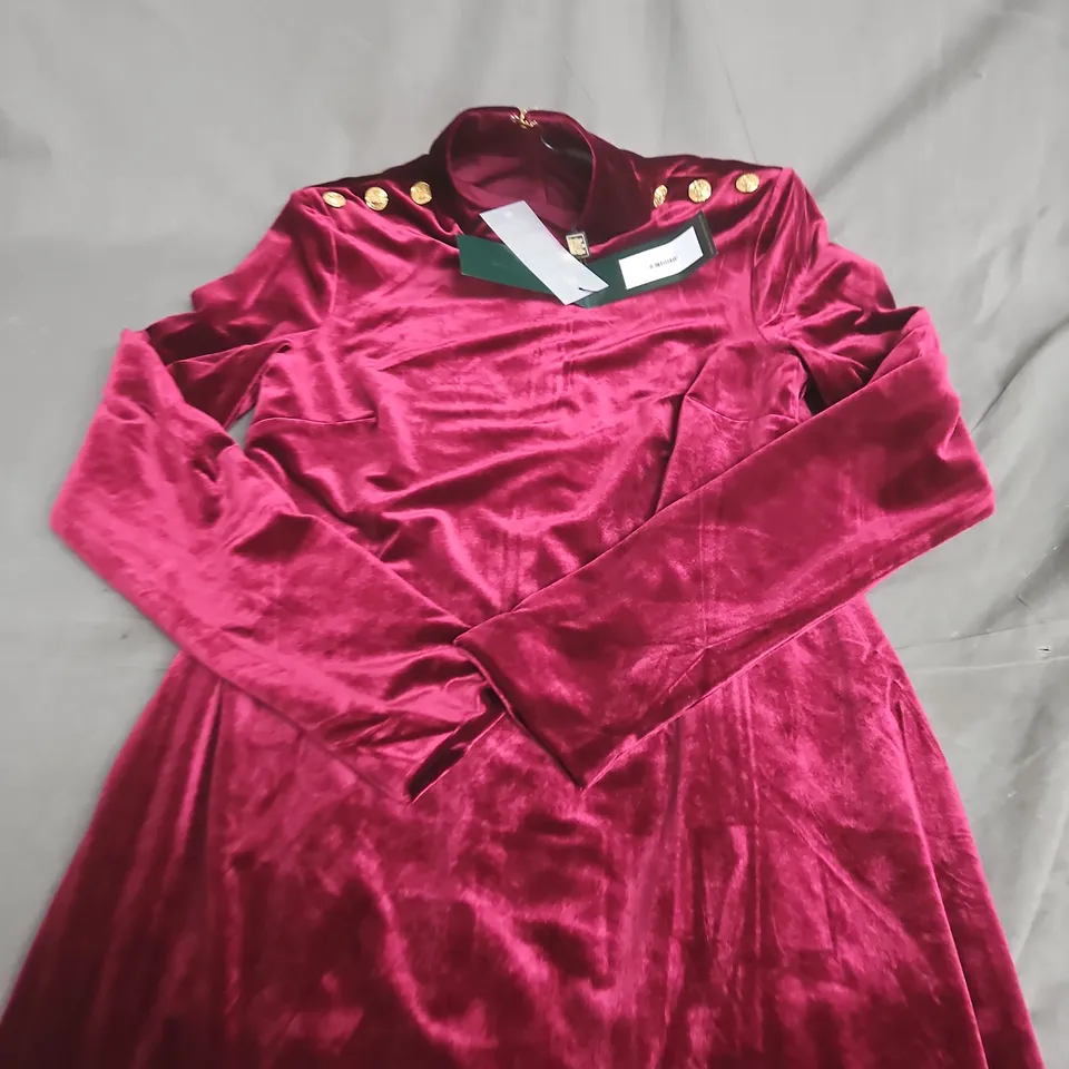  HOLLAND COOPER CARA VELVET MAXI DRESS – BURGUNDY – UK 12 