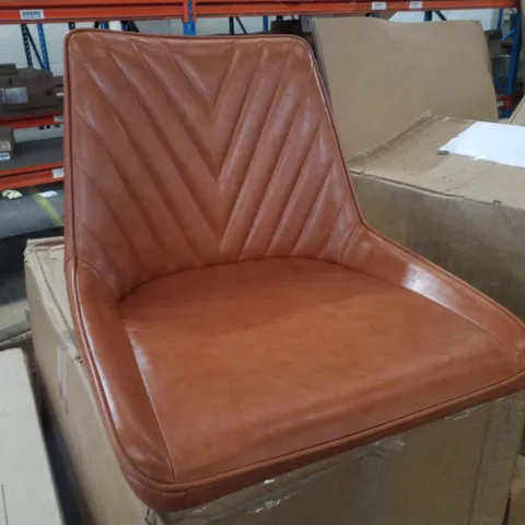 BOXED PAIR OF FAUX LEATHER BAR STOOLS