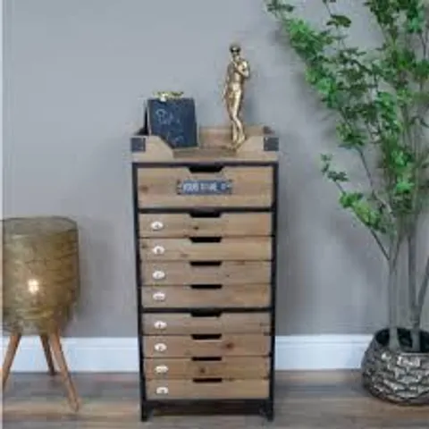 BRAND NEW BOXED HOMESDIRECT365 INDUSTRIAL WOOD AND METAL 9 DRAWER STORAGE CABINET 