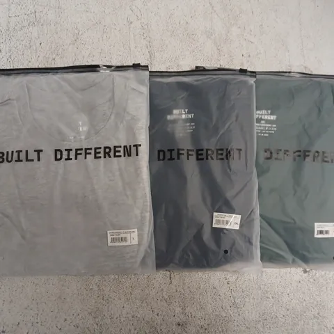 SET OF APPROXIMATELY 10 ASSORTED BUILT DIFFERENT T-SHIRTS/SHIRTS IN VARIOUS COLOURS AND SIZES