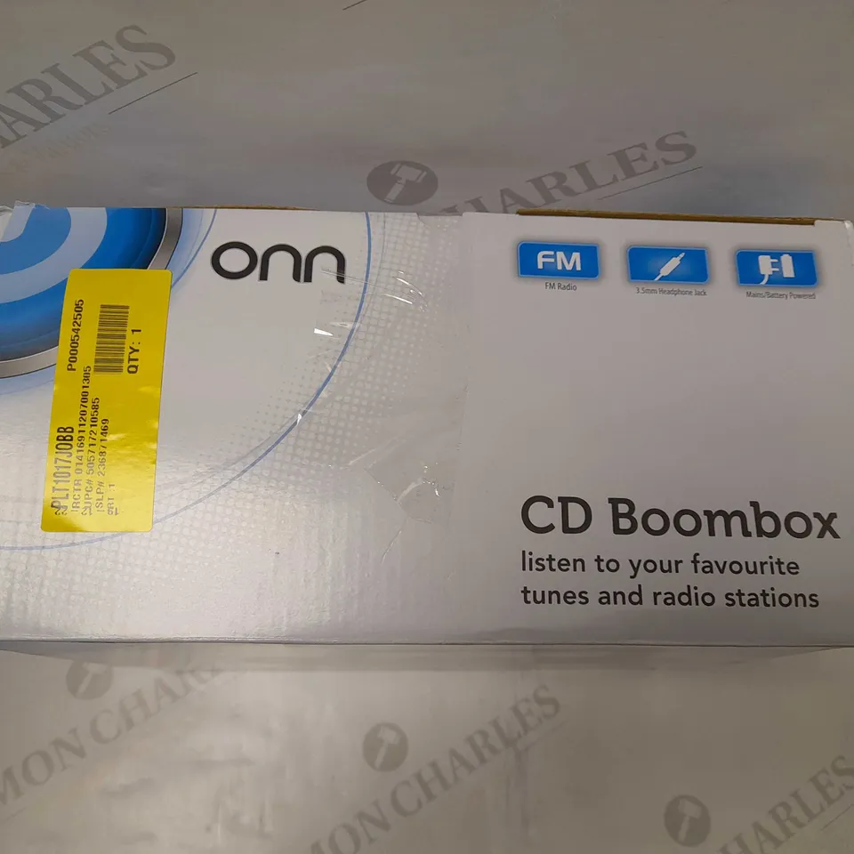ONN CD BOOMBOX 3.5MM HEADPHONE JACK-FM RADIO