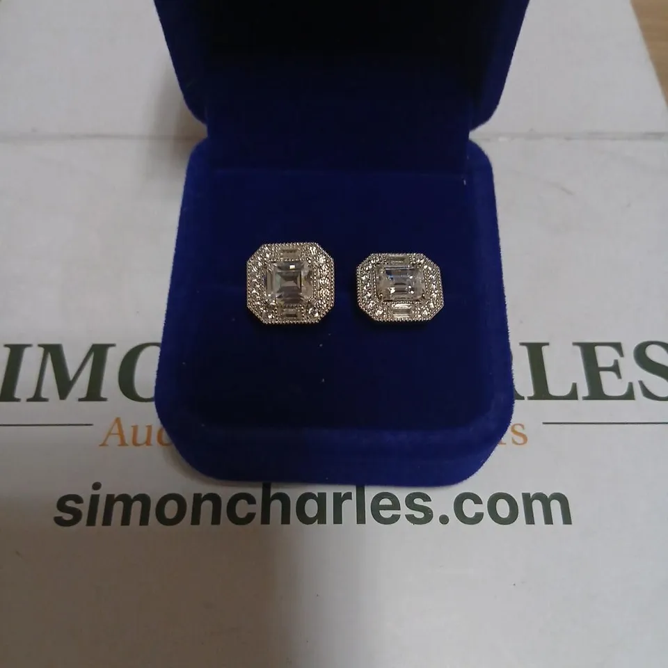 DIAMONIQUE 3.68CT VINTAGE STYLE STUD EARRINGS STERLING SILVER 