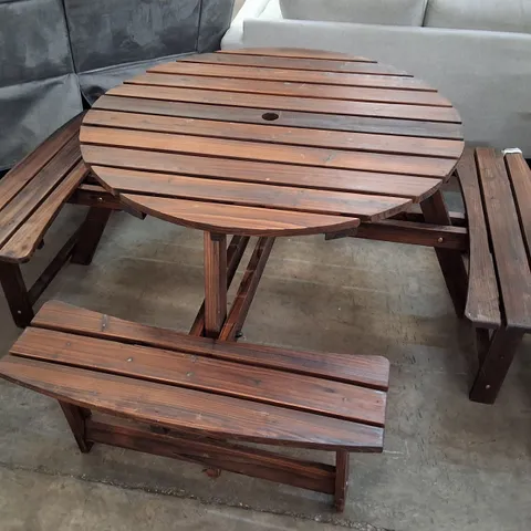 PATIO DINING TABLE - DARK WOOD FINISH