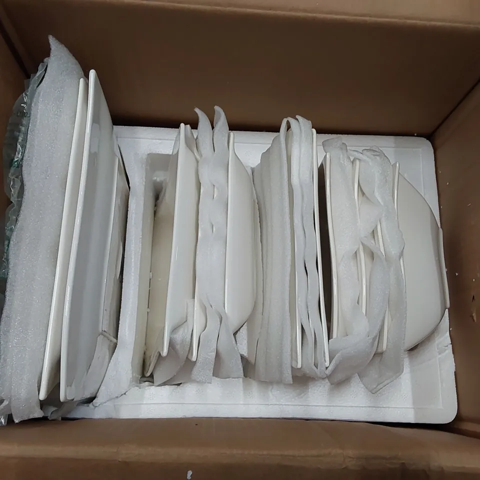 BOXED FLORA SERIES 15-PIECE IVORY WHITE PORCELAIN CHINA DINNERWARE PLATE SET 