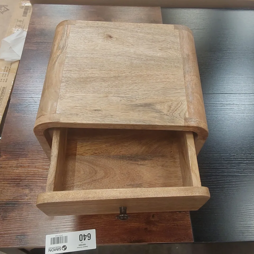 MINI CURVED CHESTNUT WALL MOUNTED BEDSIDE WITH OPEN SLOT
