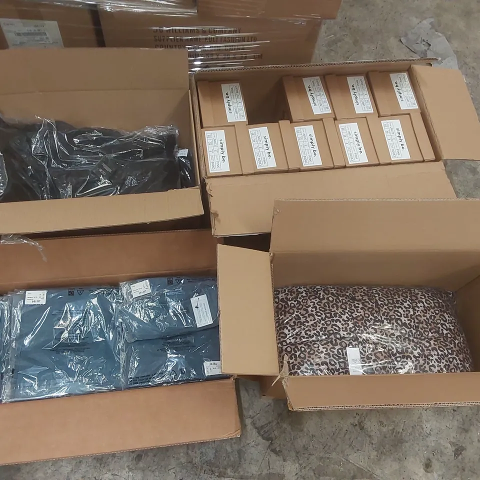 PALLET CONTAINING APPROXIMATELY 130x BRAND NEW ASSORTED DESIGNER CLOTHING ITEMS INCLUDING: SIMPLY BE SANDALS, COATS, JUMPERS, TOPS ECT