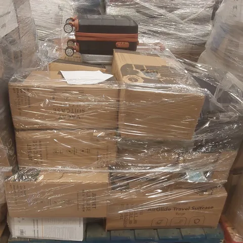 PALLET OF ASSORTED E-COMMERCE GOODS AND PRODUCTS TO INCLUDE: SUITCASES, FACE MASKS, CAMPING WAGON ECT