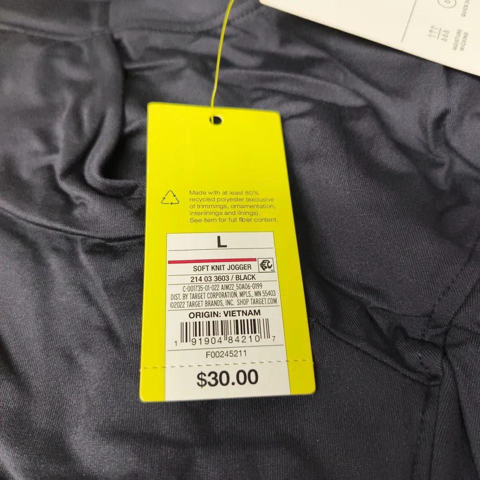 2 X ALL IN MOTION MID RISE JOGGERS BLACK SIZE LARGE WITH TAGS