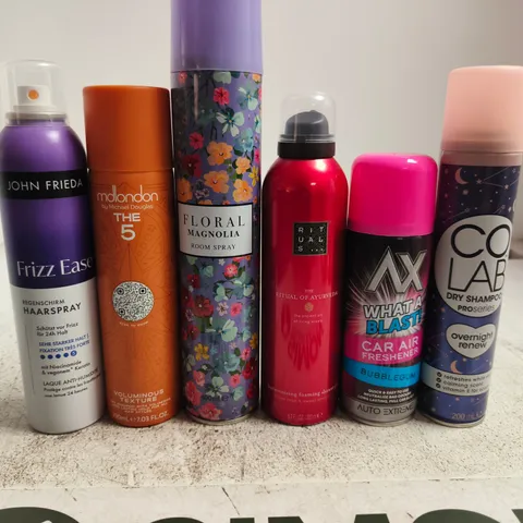 APPROXIMATELY 15 ASSORTED AEROSOLS TO INCLUDE RITUALS , JOHN FRIEDA AND AIR FRESHENER