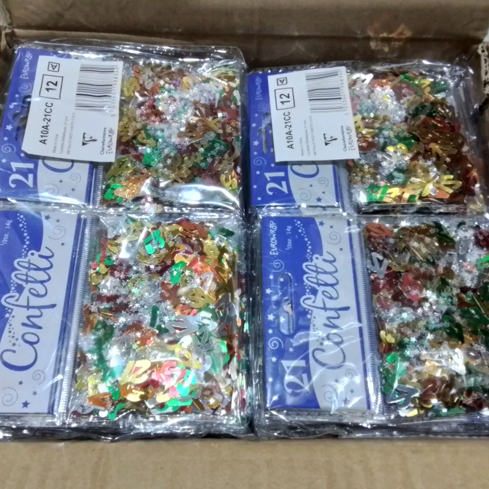 LOT OF 144 BRAND NEW 14G PACKS OF NO 21 CONFETTI IN ASSORTED COLOURS 