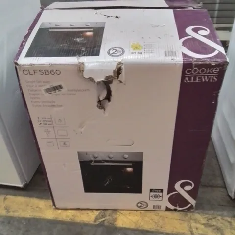 BOXED COOKE & LEWIS CLFSB60 BUILT-IN SINGLE FAN ELECTRIC OVEN - BLACK