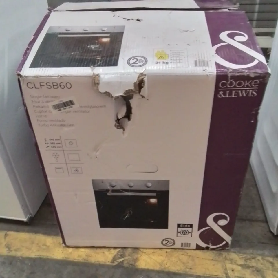 BOXED COOKE & LEWIS CLFSB60 BUILT-IN SINGLE FAN ELECTRIC OVEN - BLACK