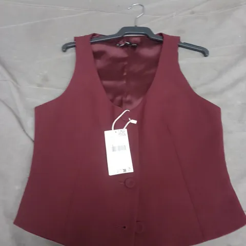 MANGO WOMEN'S BURGUNDY SLEEVELESS WAISTCOAT – SIZE S (WOMAN) WITH TAG