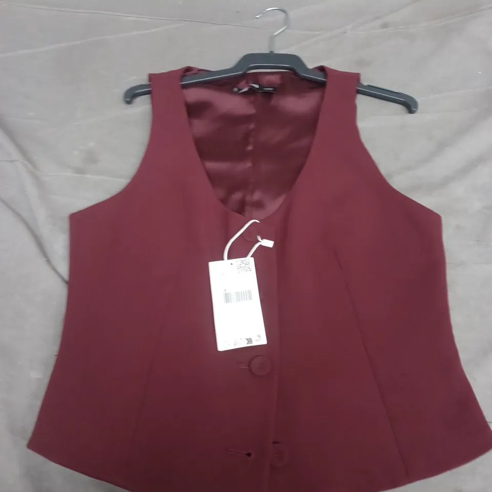 MANGO WOMEN'S BURGUNDY SLEEVELESS WAISTCOAT – SIZE S (WOMAN) WITH TAG