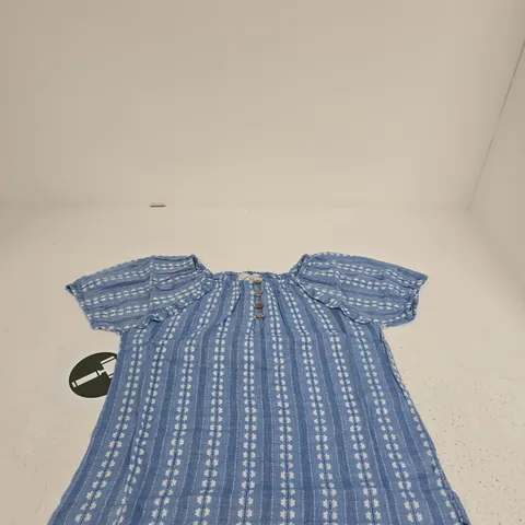MUDFLOWER BABY DRESS β BLUE FLORAL PRINT, SHORT SLEEVES, BUTTON FRONT, SIZE S