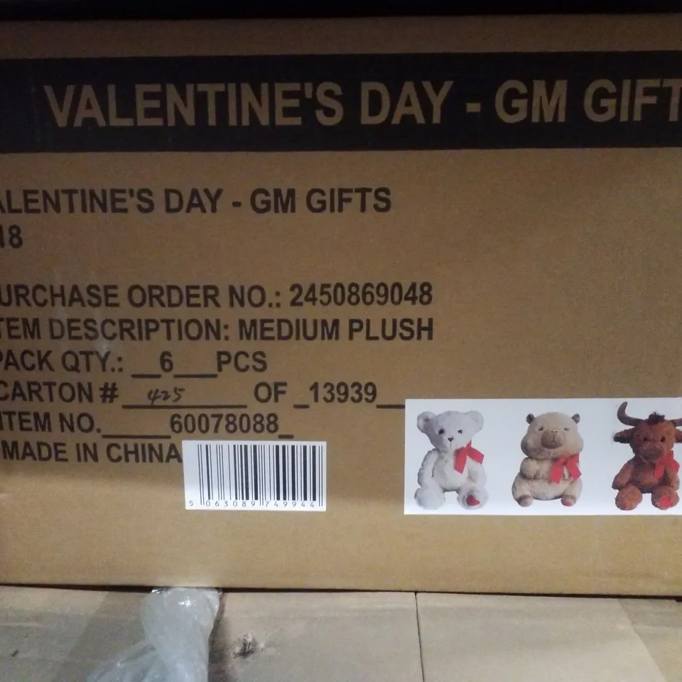 PALLET CONTAINING LARGE QUANTITY OF BRAND NEW ANIMAL & STITCH VALENTINE'S PLUSHES