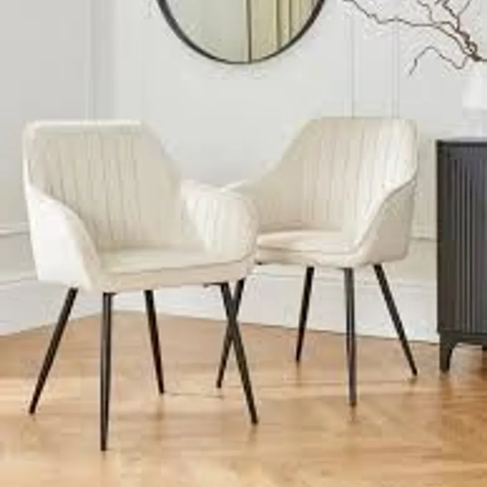 ALISHA PAIR OF FABRIC DINING CHAIRS - NATURAL - COLLECTION ONLY