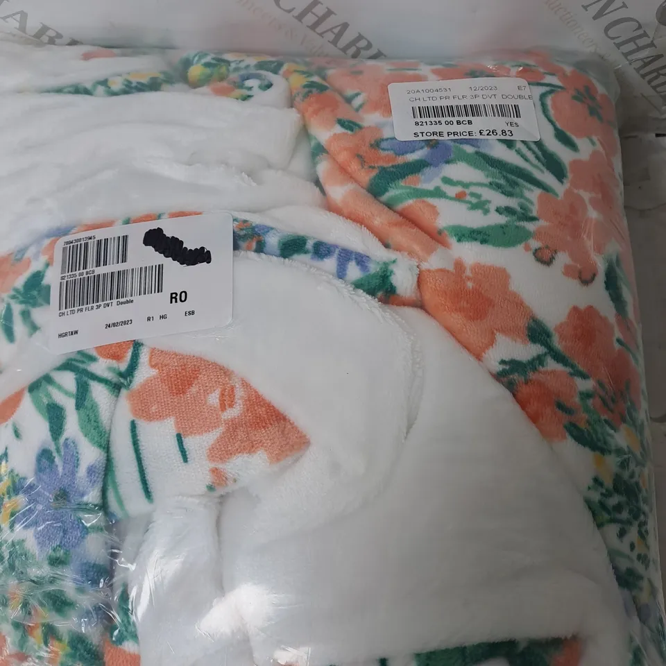 3 PART FLOWERED DESIGNED DUVET SIZE DOUBLE 