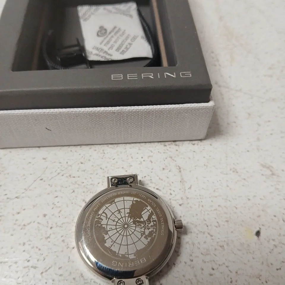 BERING WRISTWATCH WITH BLUE DIAL AND STAINLESS STEEL MESH STRAP – BOXED