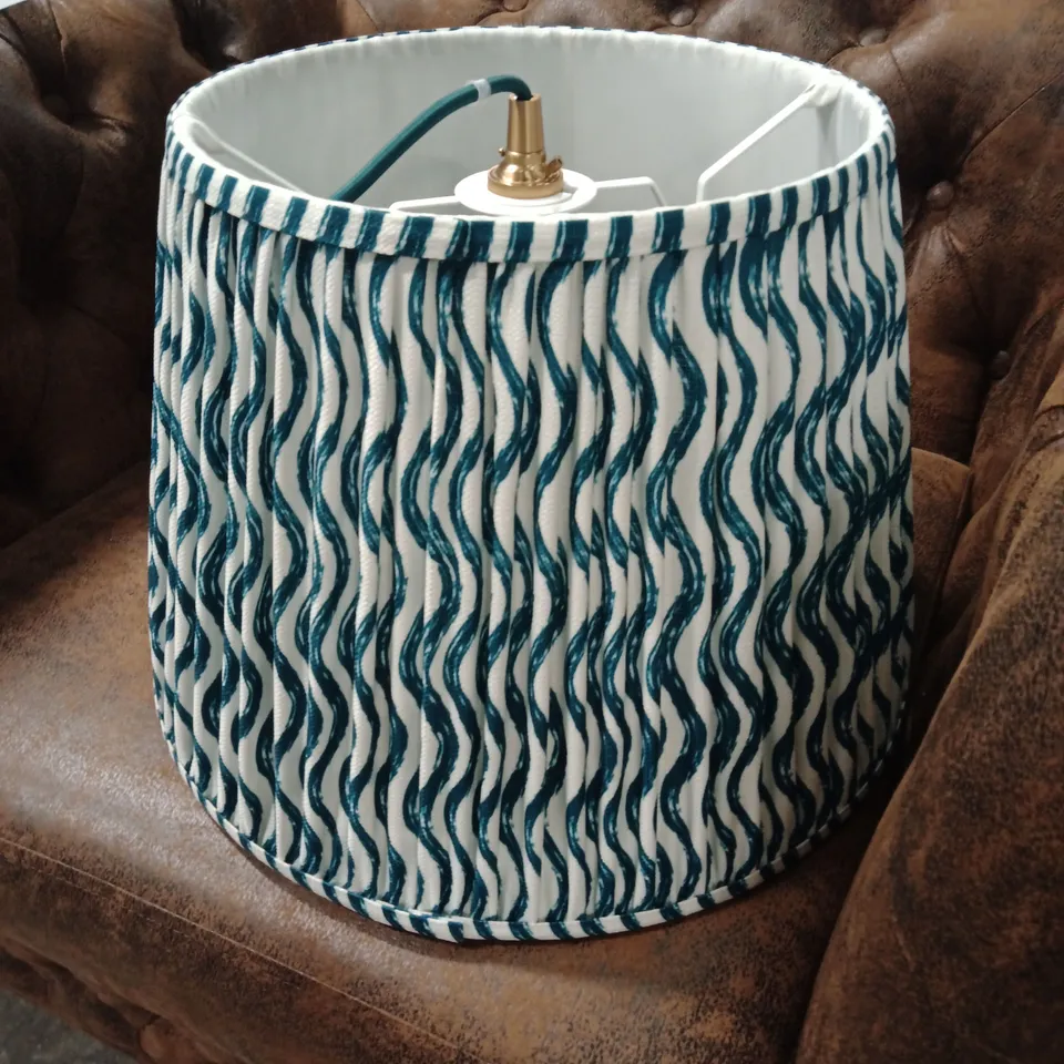 LAMPSHADE WITH BLUE WAVY PATTERN