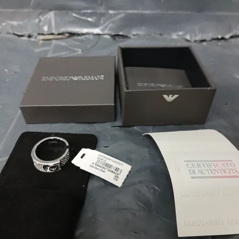 EMPORIO ARMANI STAINLESS STEEL WITH CRYSTALS RING 6.5 