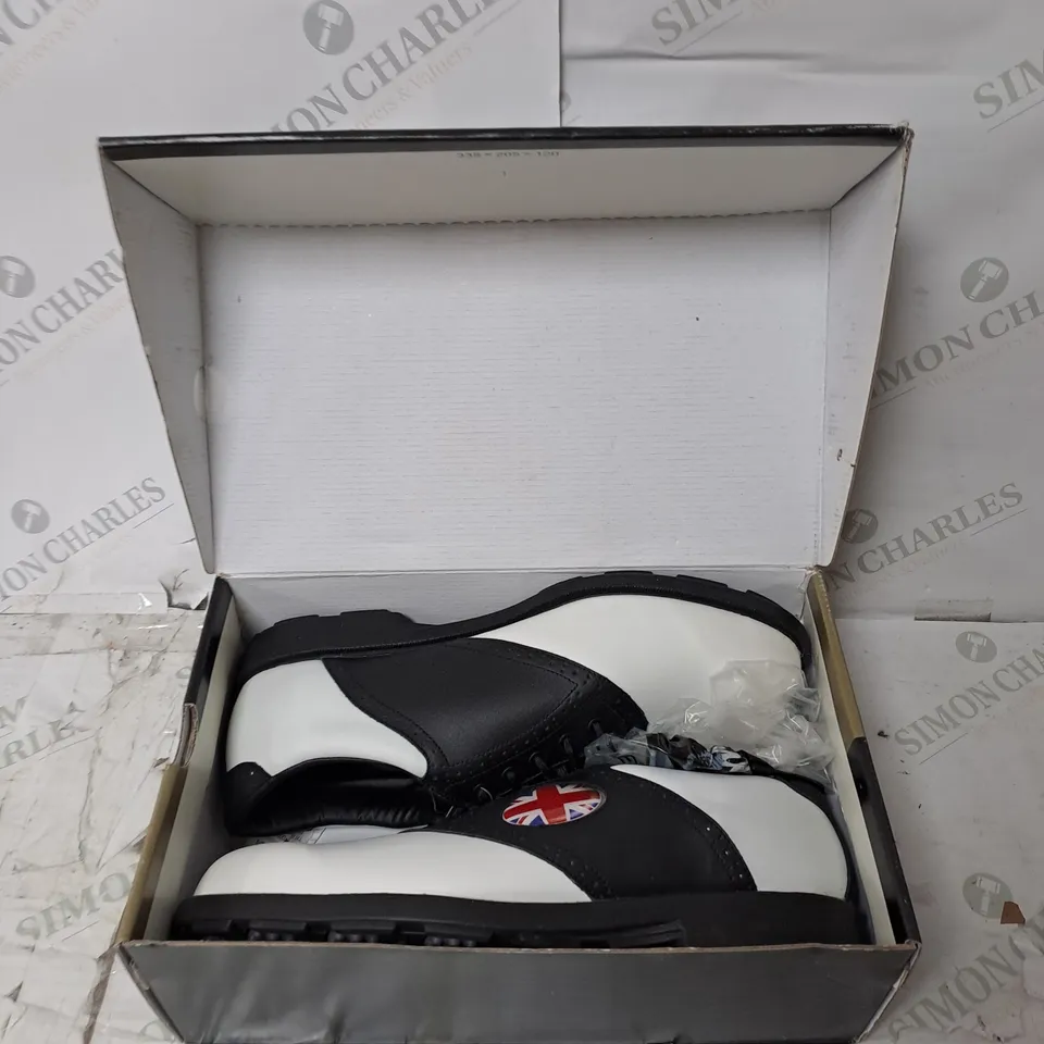 APPROXIMATELY 10 PAIRS  OF BOXED TOP LINE GOLF GENUINE LEATHER GOLF SHOES - IN VARIOUS SIZES 