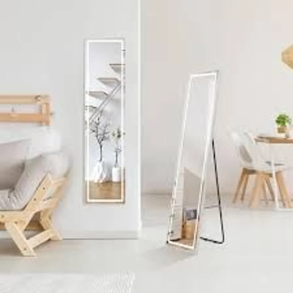 BOXED COSTWAY WHITE FULL LENGTH LED DRESSING MIRROR 155 X 37CM