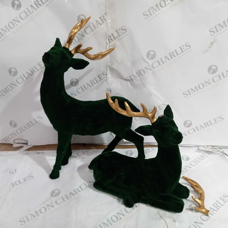 ALISON CORK SET OF 2 VELVET HENRY STAGS