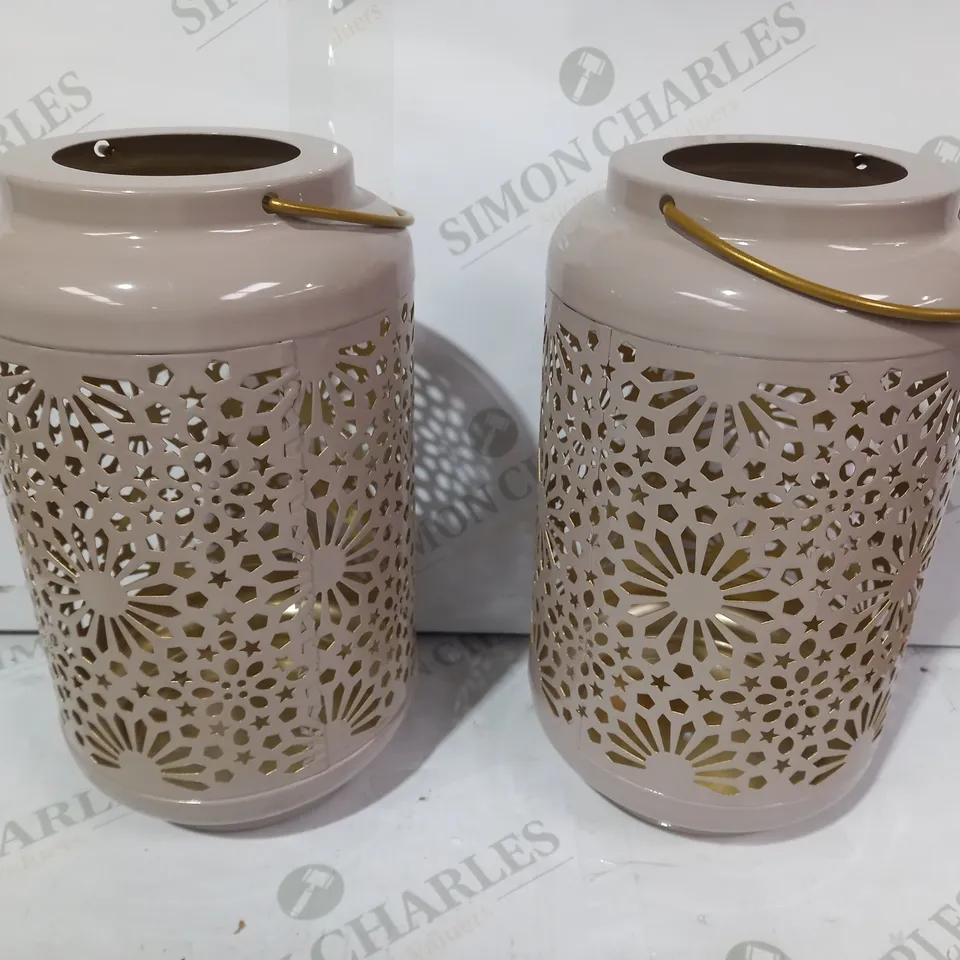 GARDEN REFLECTIONS SET OF 2 PATTERNED SOLAR LANTERNS