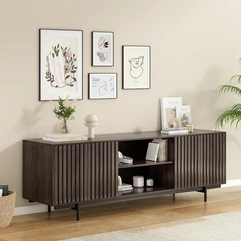 BOXED SOOHOW MID CENTURY MODERN TV STAND FOR TVS UP TO 75" - BLACK (1 BOX)