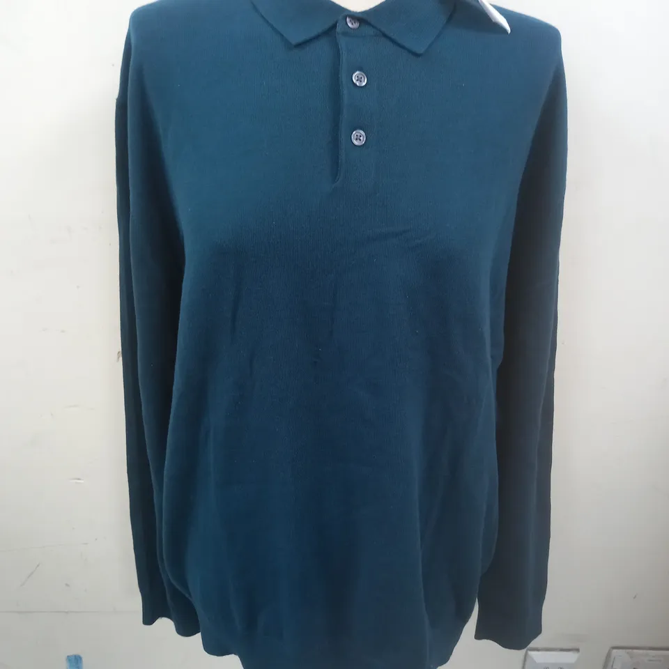 NEXT LONG SLEEVE TEAL POLO - XL