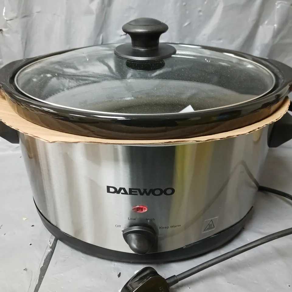 BOXED DAEWOO 6.5L SLOW COOKER STAINLESS STEEL