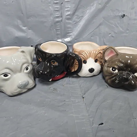 4 PACK OF DOG SHAPED MUGS IN VARIOUS BREEDS - COLLECTION ONLY