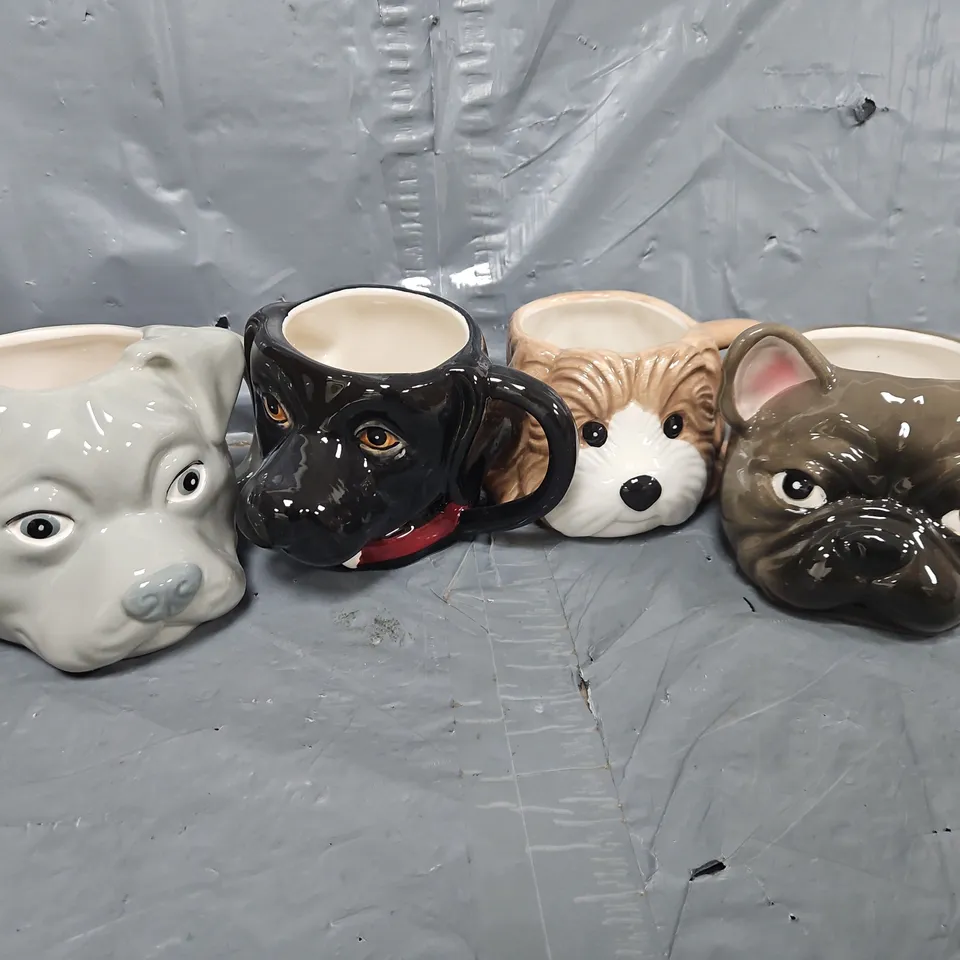 4 PACK OF DOG SHAPED MUGS IN VARIOUS BREEDS - COLLECTION ONLY