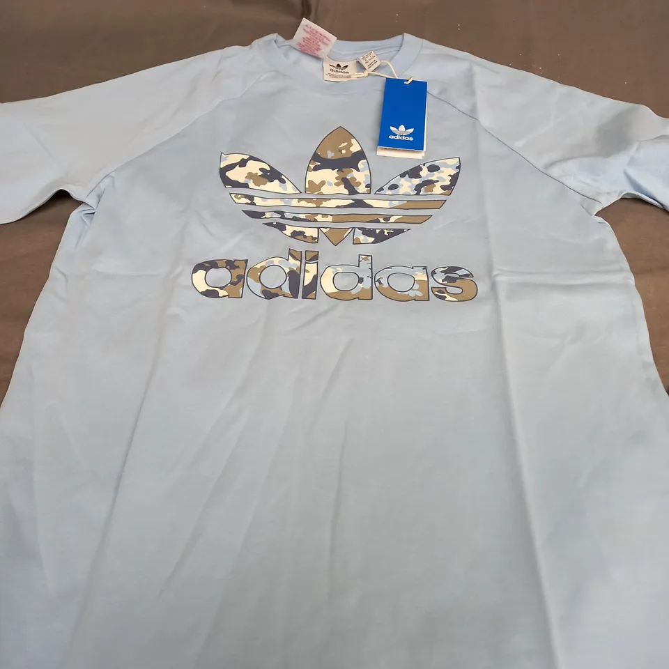 ADIDAS LIGHT BLUE LOGO T-SHIRT - UK 11-12 YEARS OLD