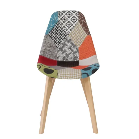 BOXED SET OF 4 UPHOLSTERED DINING CHAIRS WITH BEECH LEGS, MULTICOLOR PATCH (1 BOX)